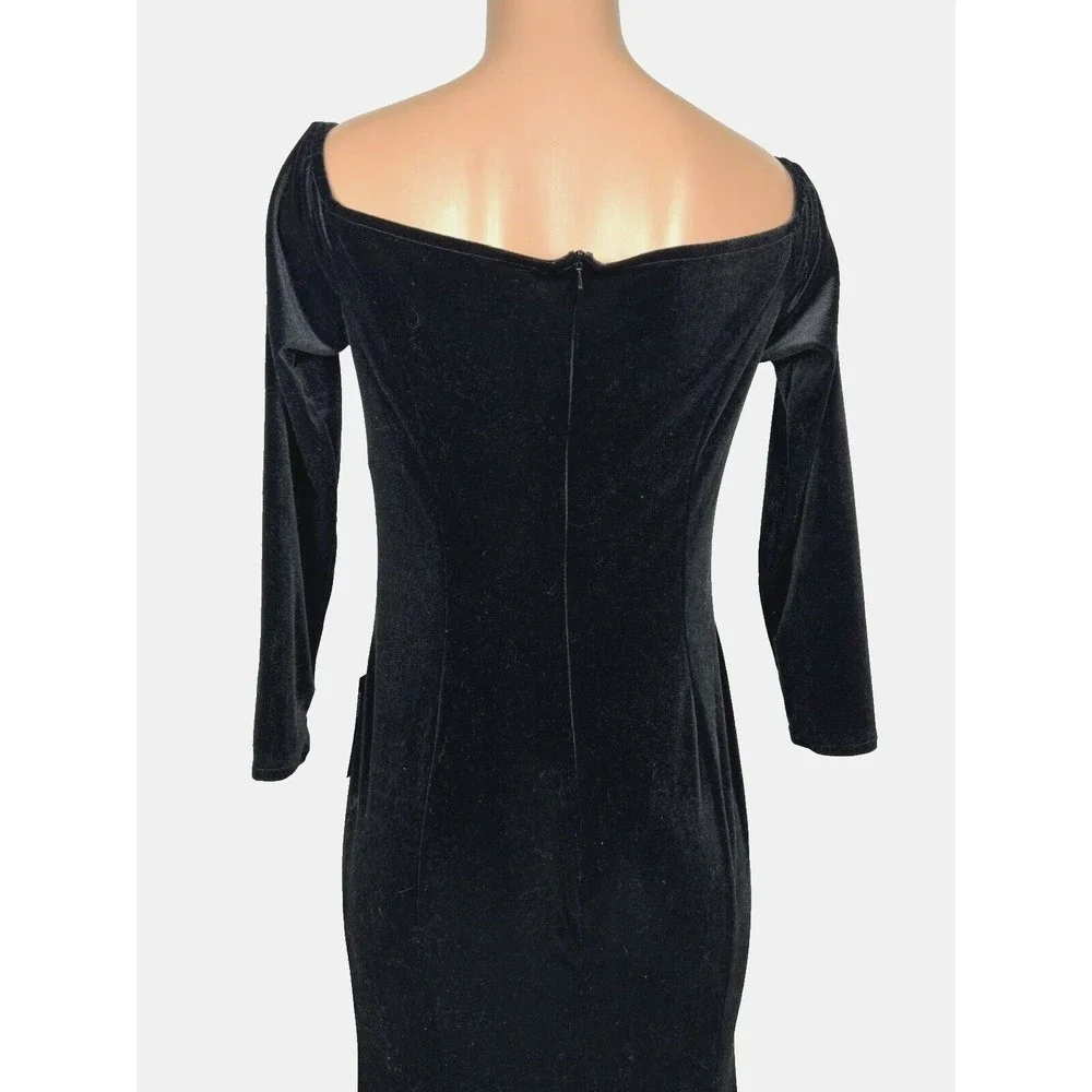 TTY Bridal Women's Size 8 Black Off The Shoulder Velvet Mermaid Evening Gown - Picture 8 of 16